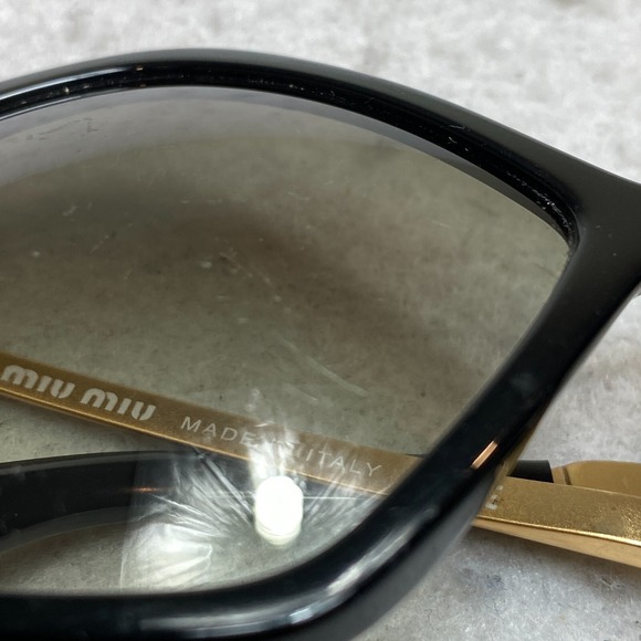MIU MIU SMU11N Sunglasses Pentagon Black Gold Gray Gradient - Picture 3 of 16